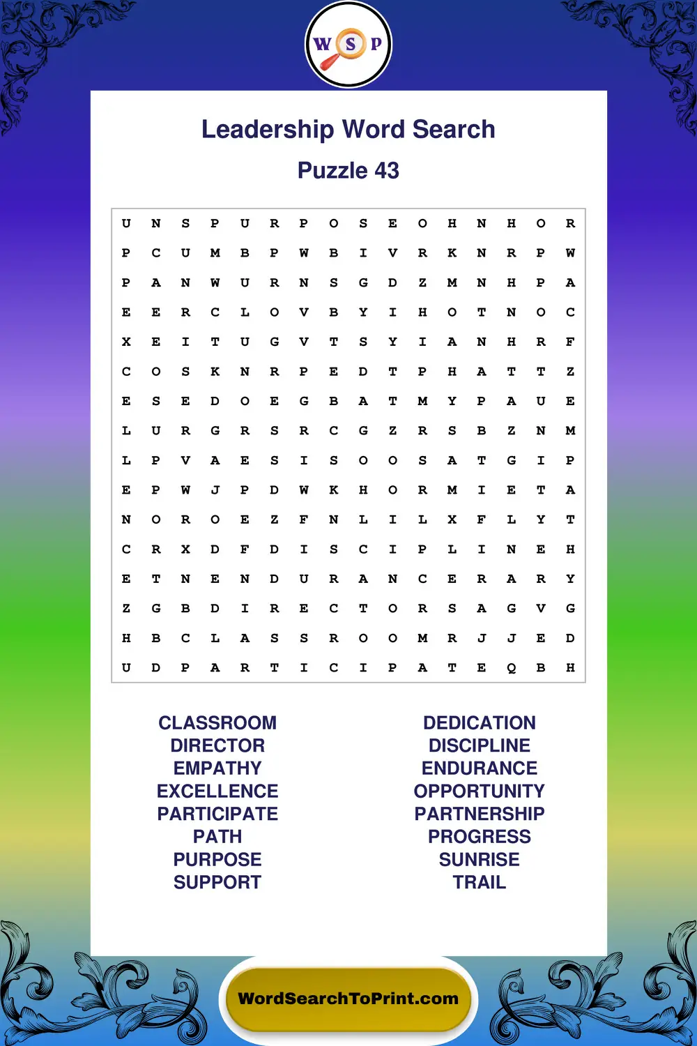 Leadership Word Search Puzzle 43
