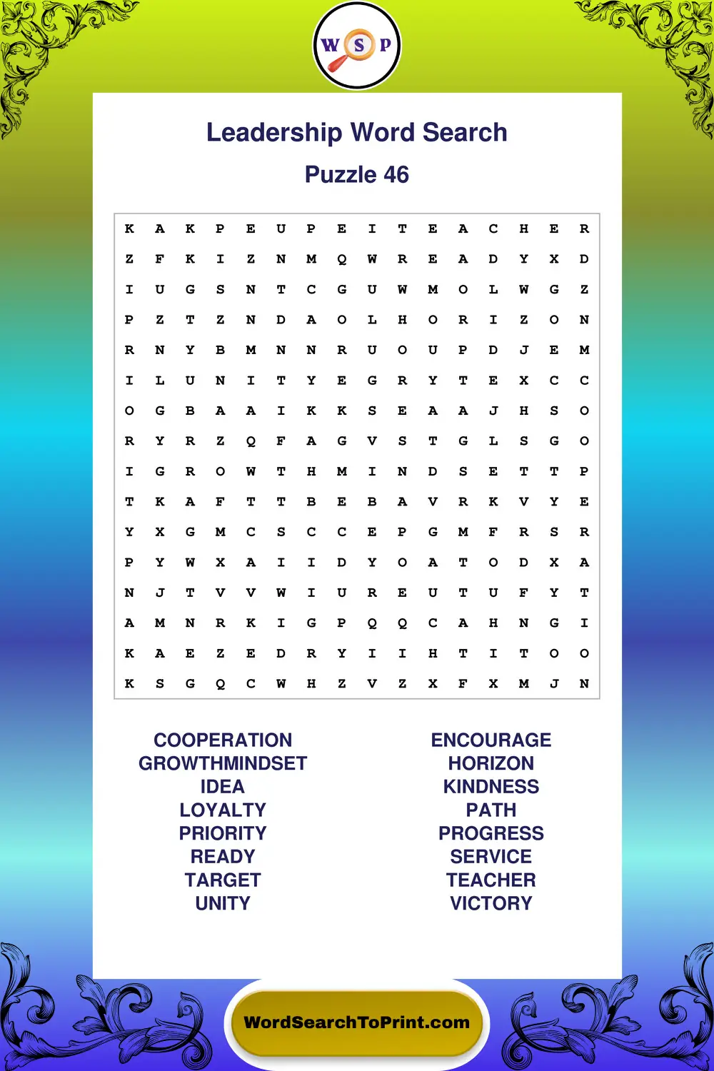 Leadership Word Search Puzzle 46