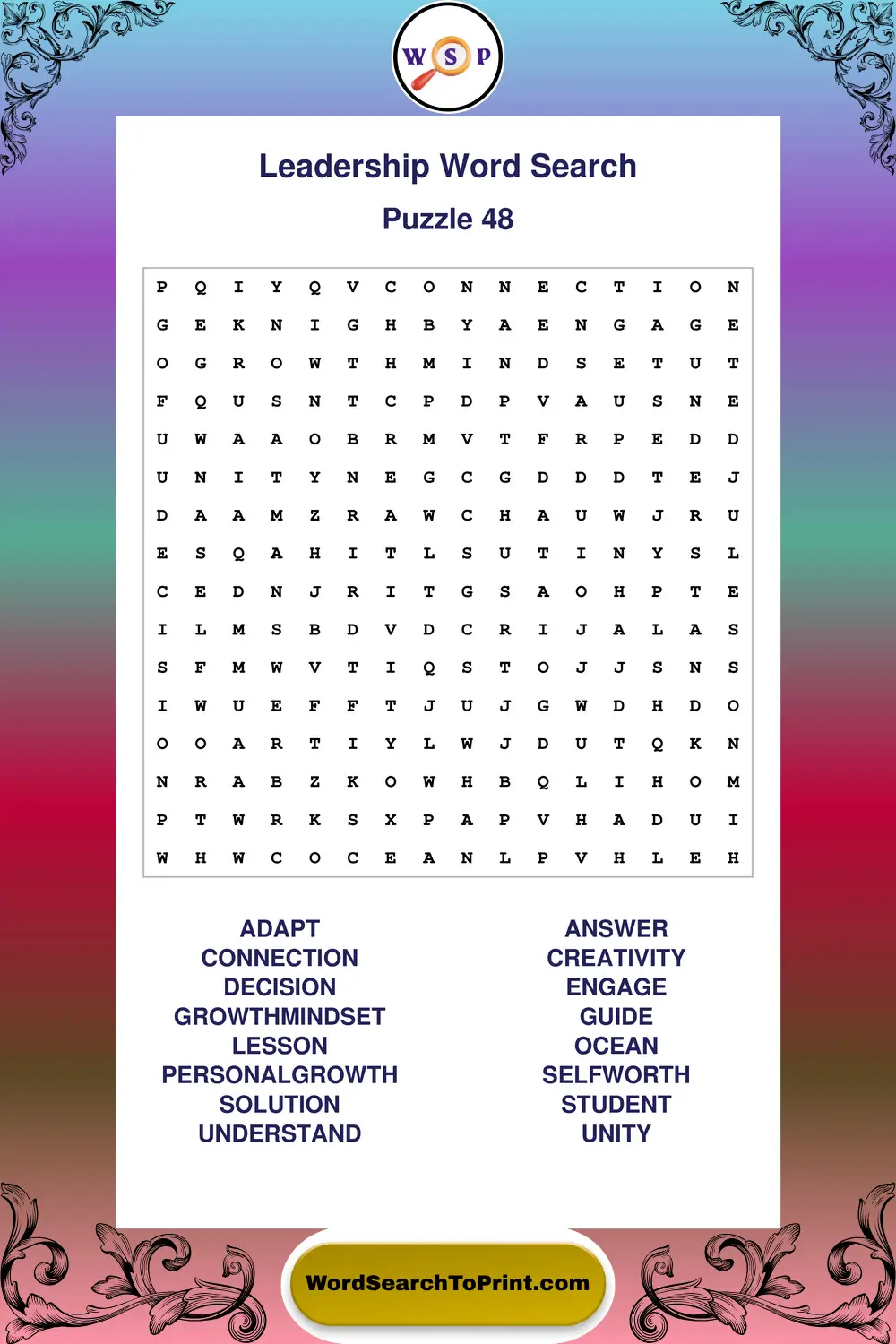 Leadership Word Search Puzzle 48