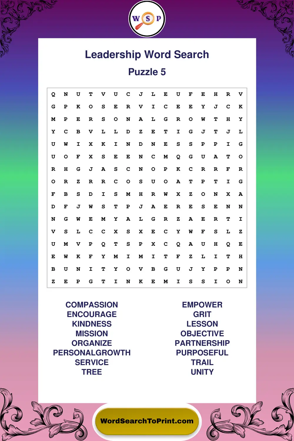 Leadership Word Search Puzzle 5