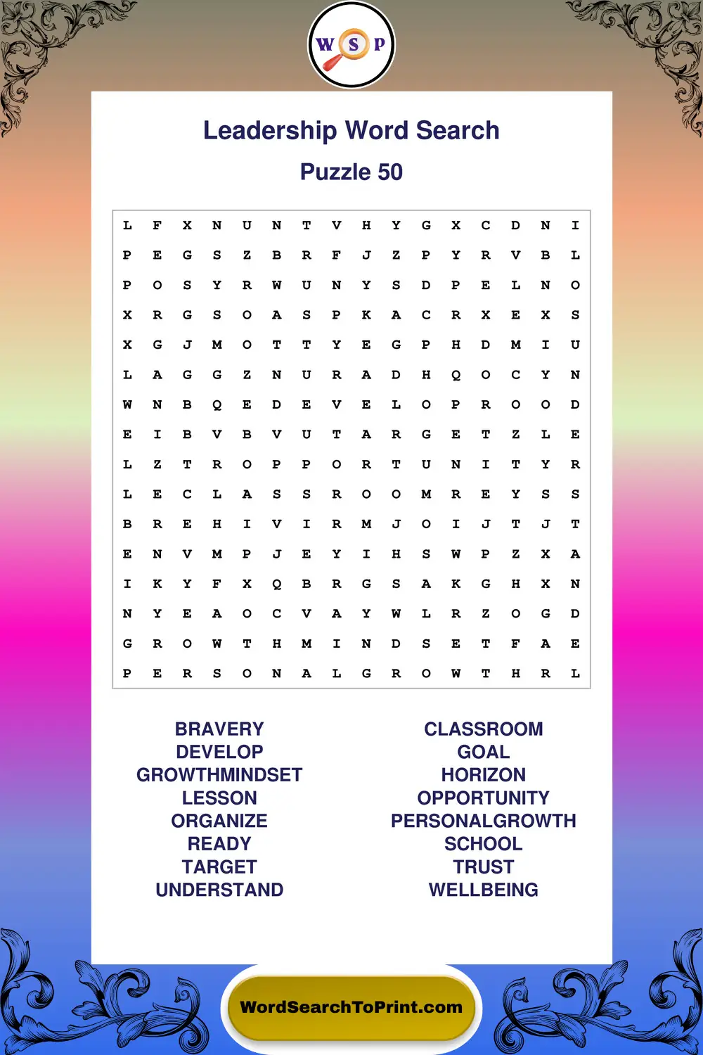 Leadership Word Search Puzzle 50