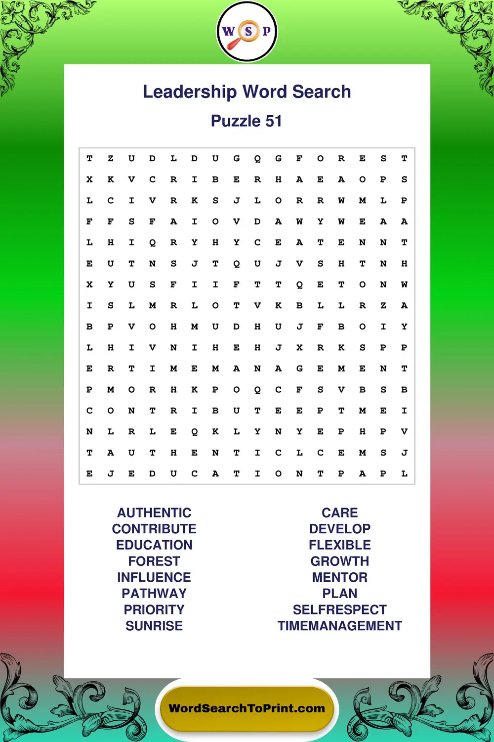 Leadership Word Search Puzzle 51