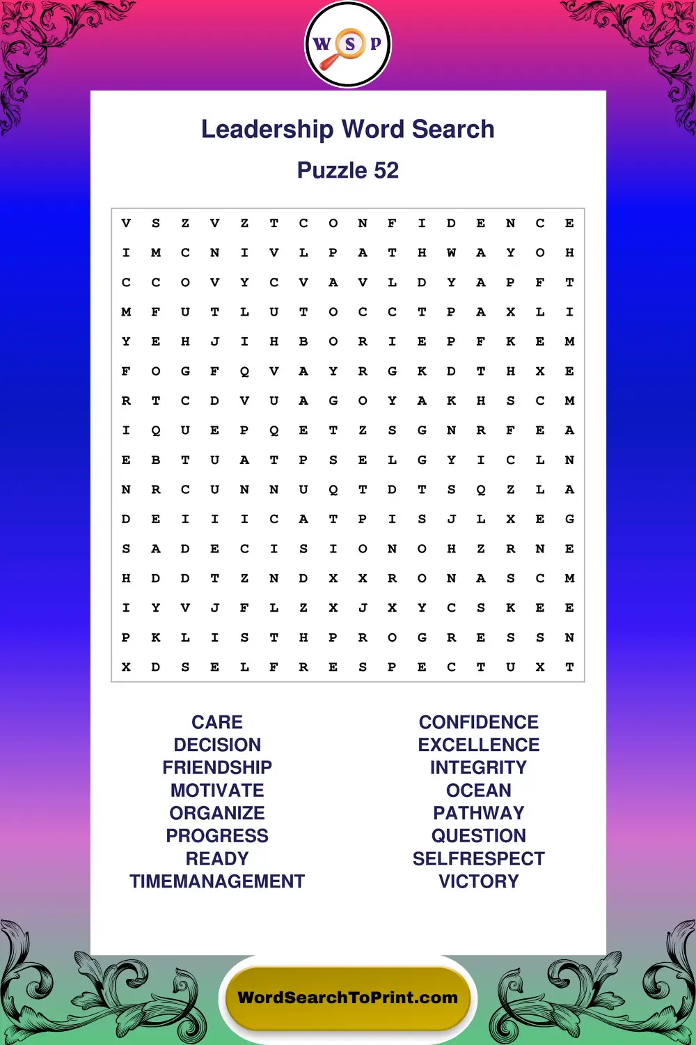 Leadership Word Search Puzzle 52