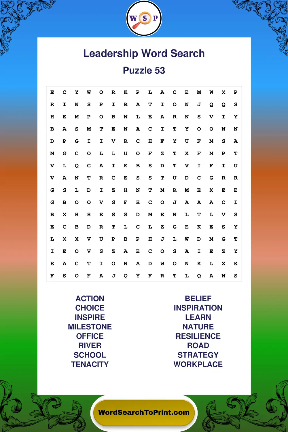 Leadership Word Search Puzzle 53