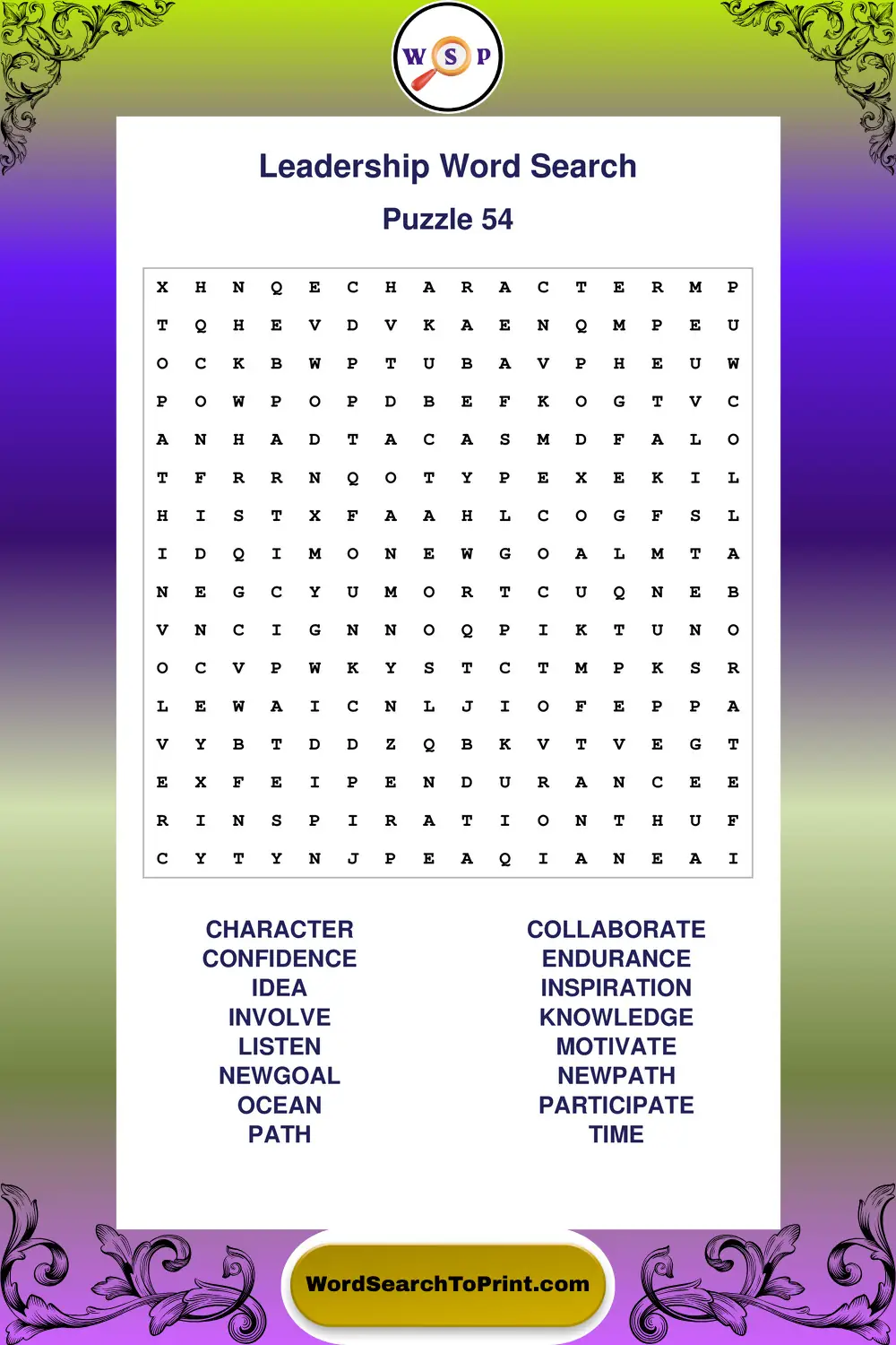 Leadership Word Search Puzzle 54