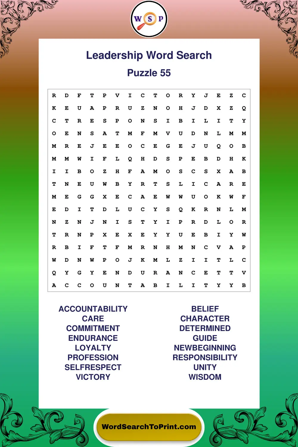 Leadership Word Search Puzzle 55