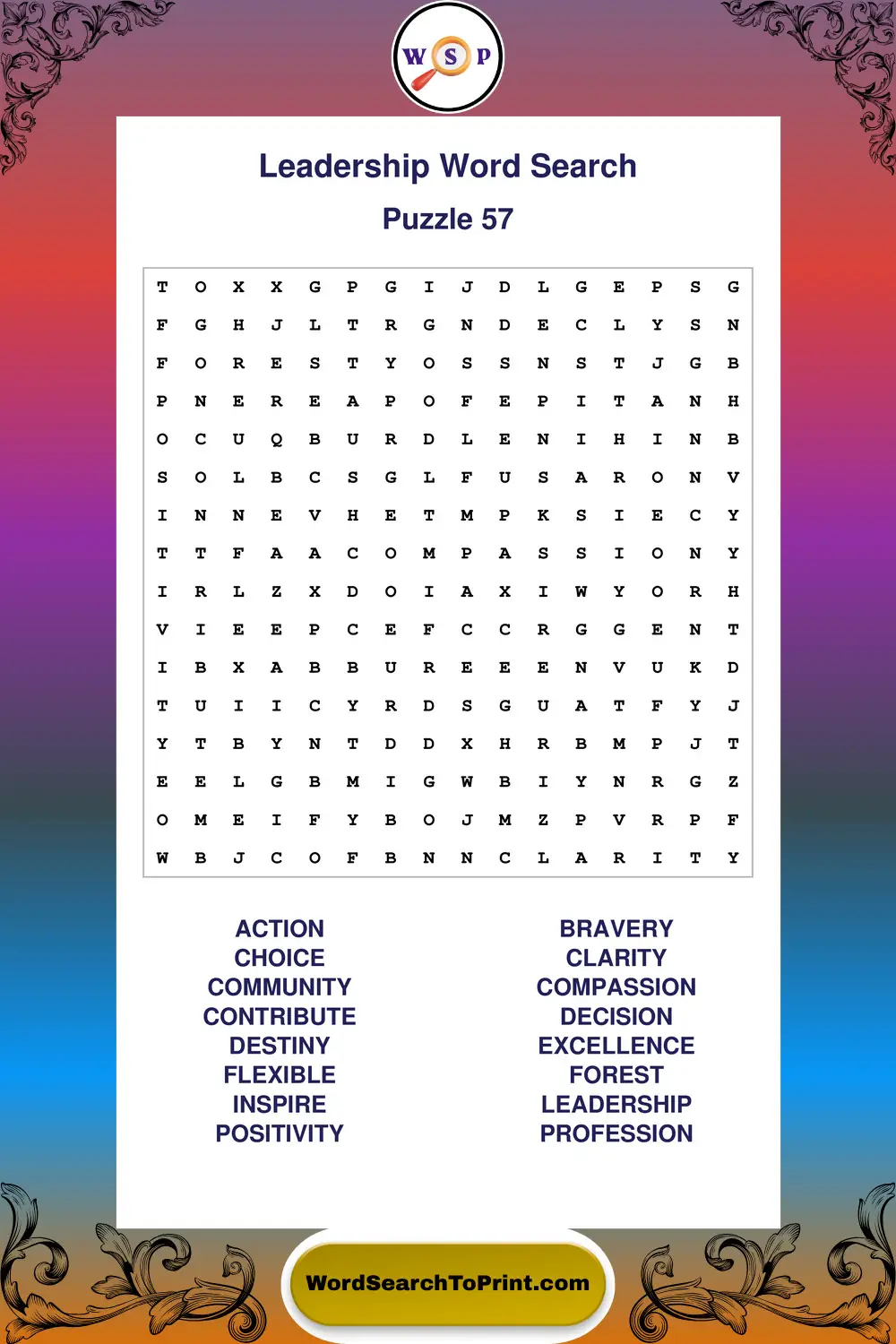 Leadership Word Search Puzzle 57