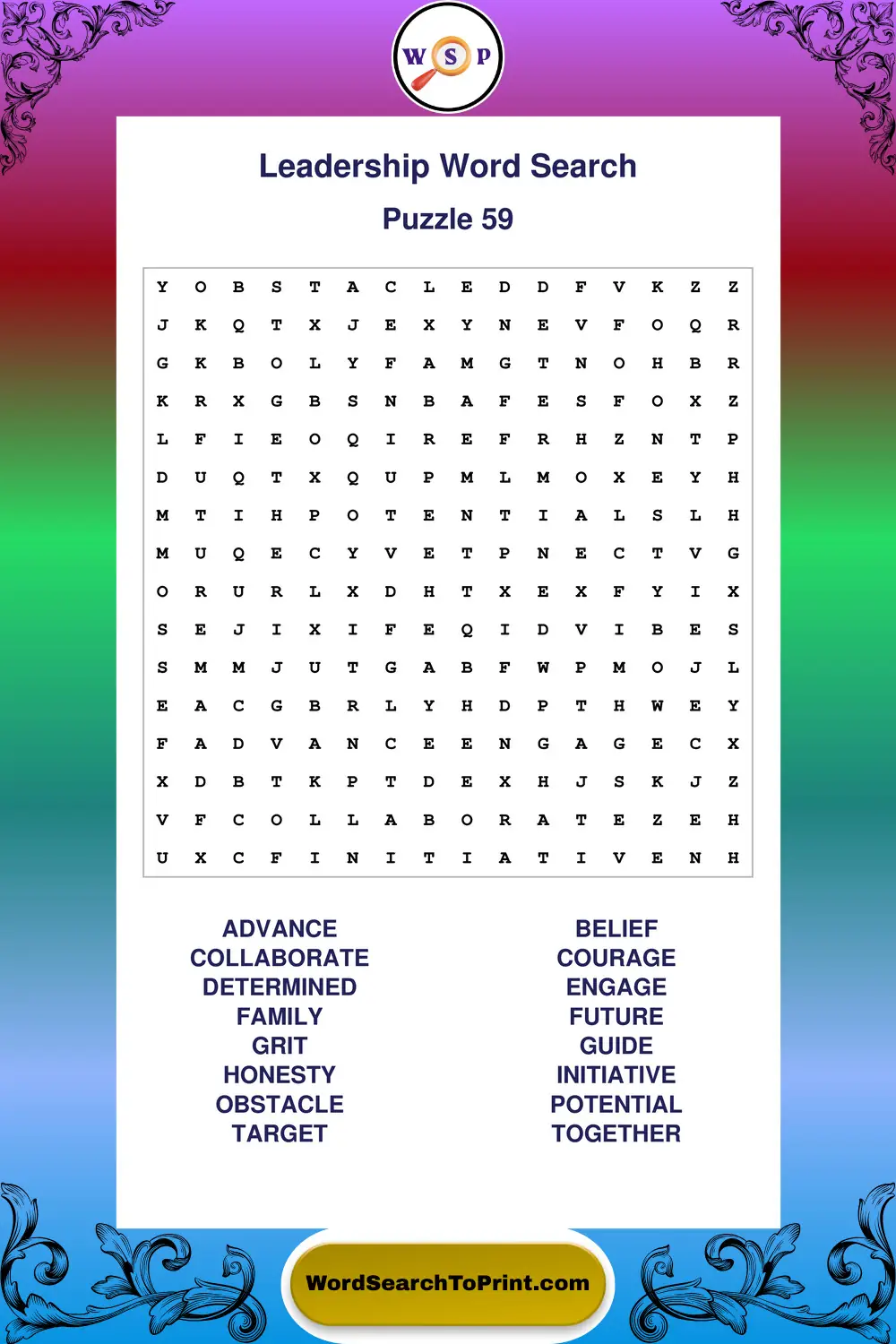 Leadership Word Search Puzzle 59