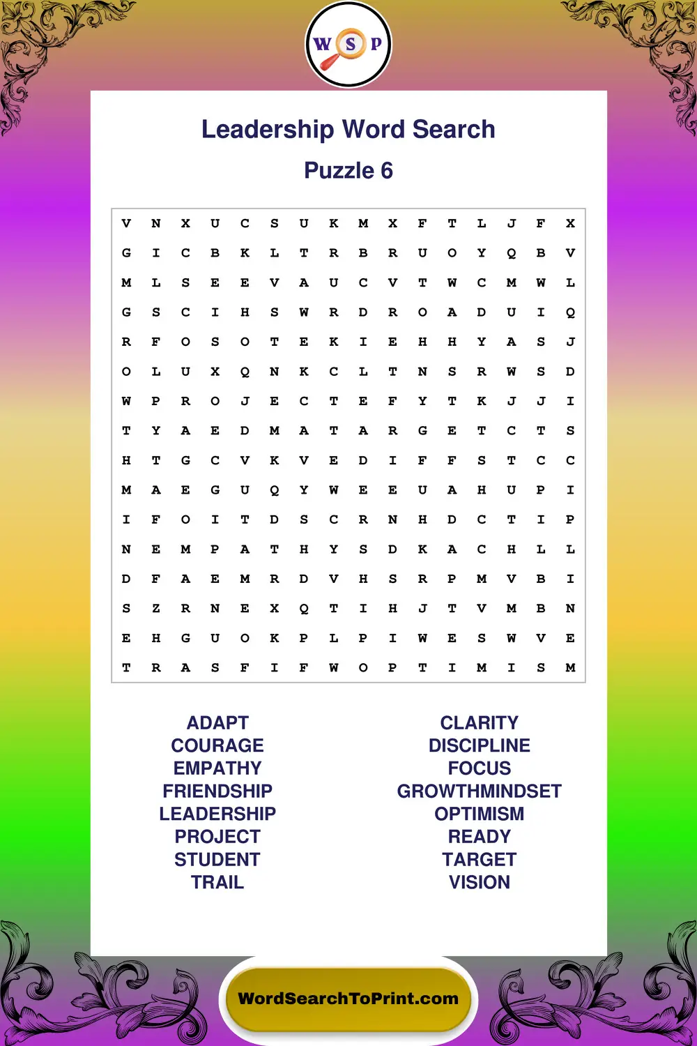 Leadership Word Search Puzzle 6