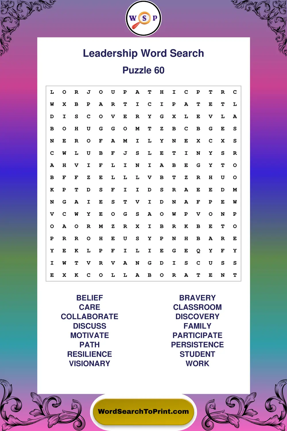 Leadership Word Search Puzzle 60