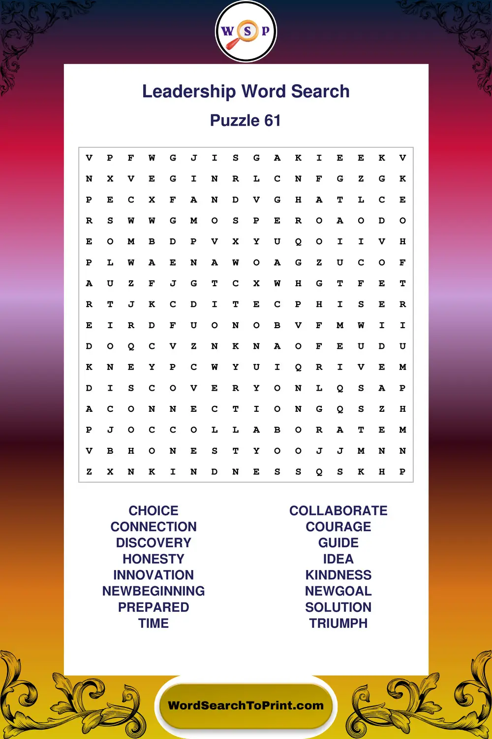 Leadership Word Search Puzzle 61