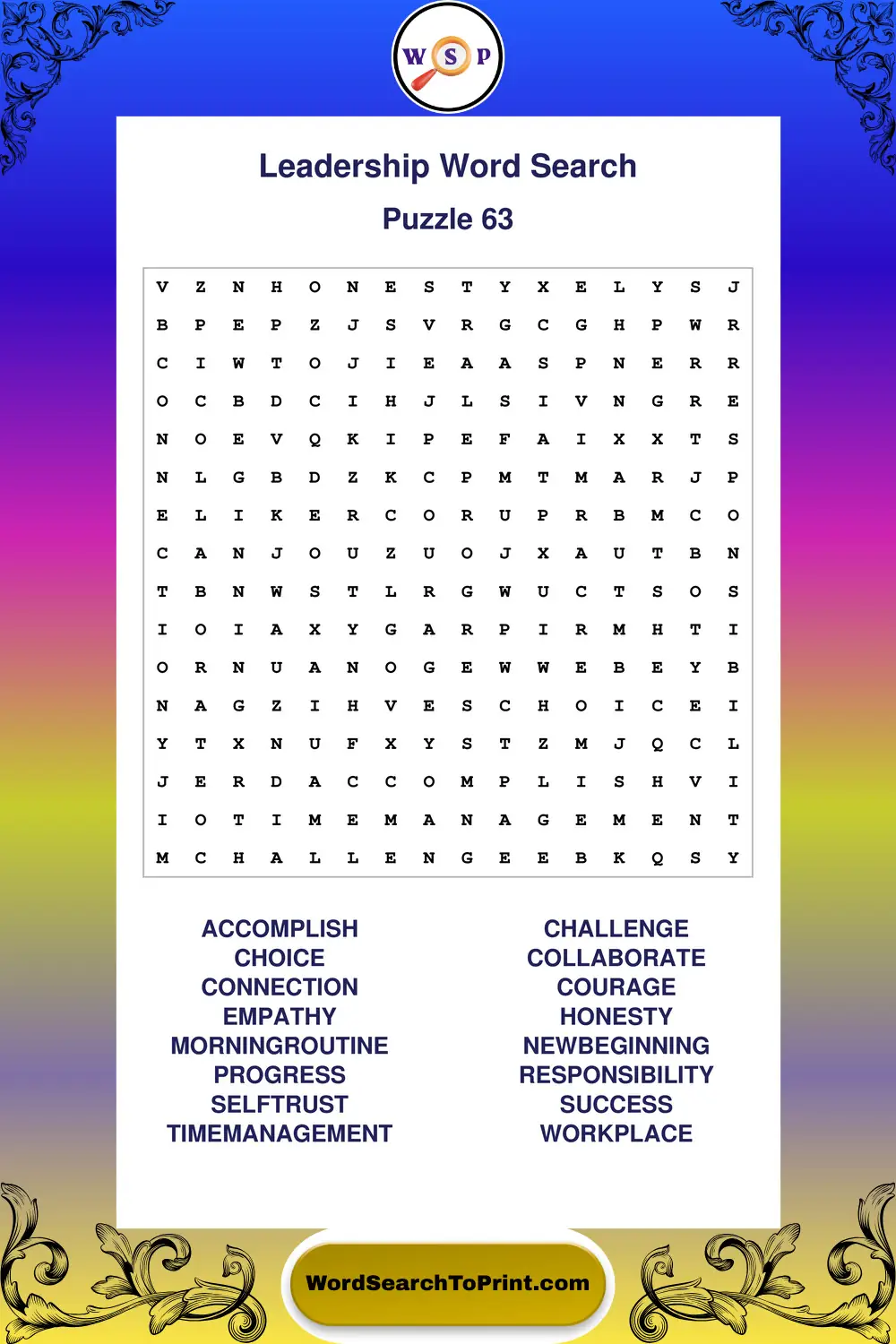 Leadership Word Search Puzzle 63