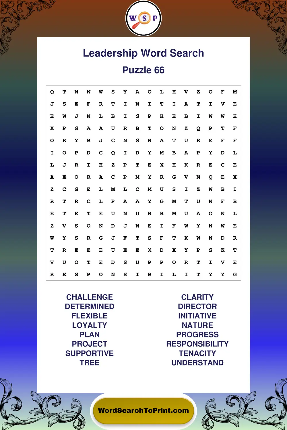 Leadership Word Search Puzzle 66