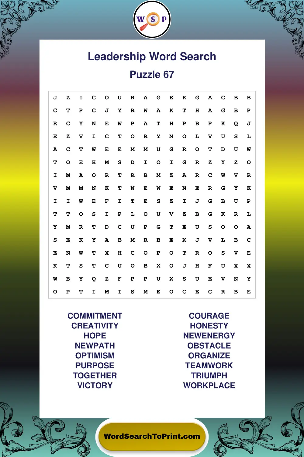 Leadership Word Search Puzzle 67