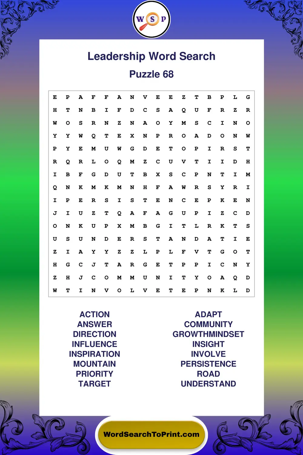 Leadership Word Search Puzzle 68