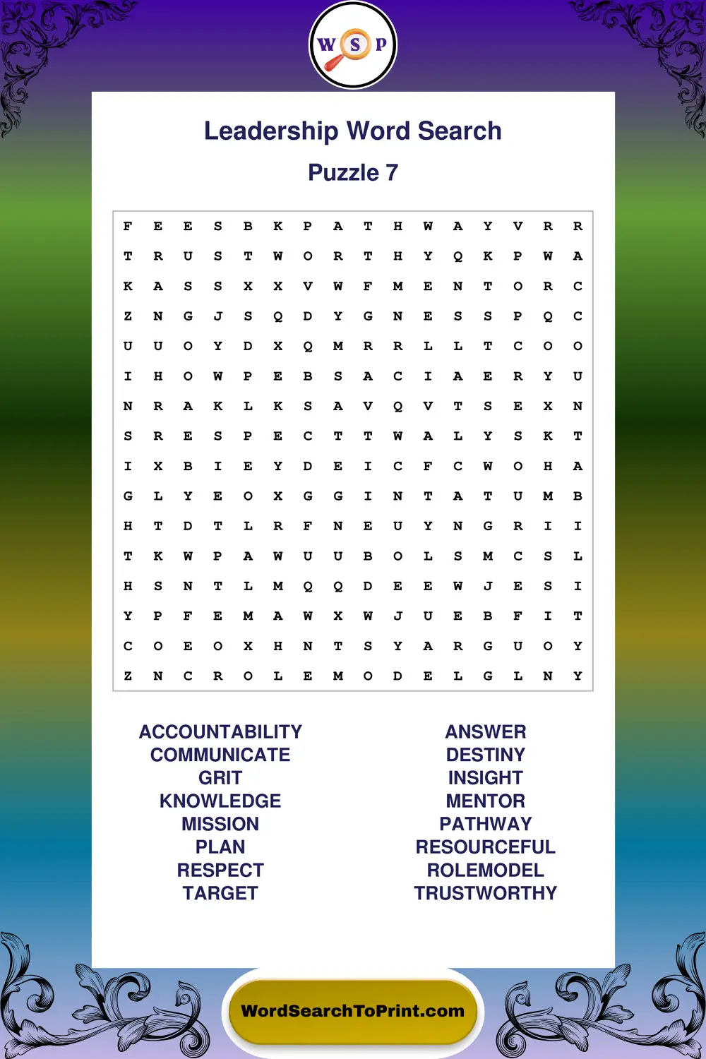 Leadership Word Search Puzzle 7