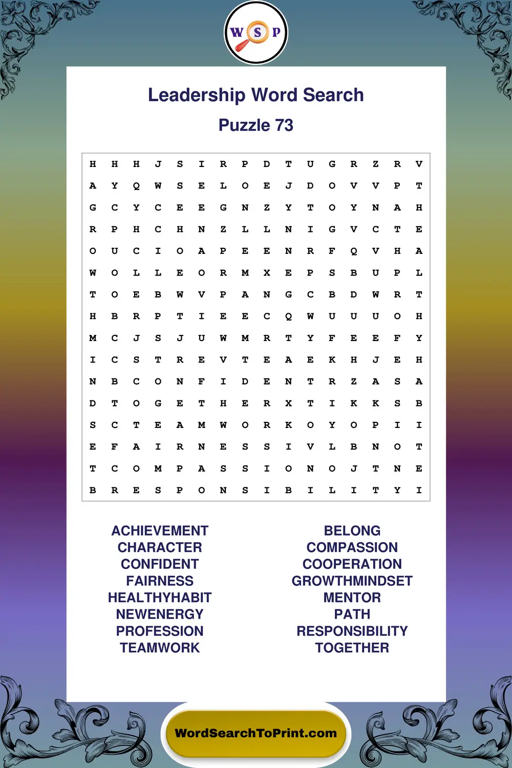 Leadership Word Search Puzzle 73