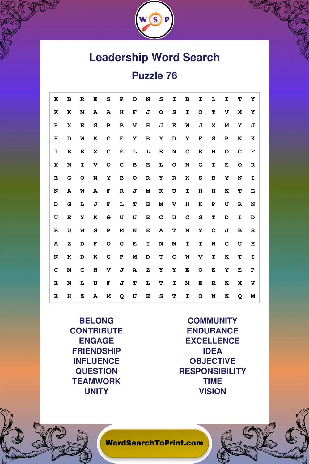 Leadership Word Search Puzzle 76