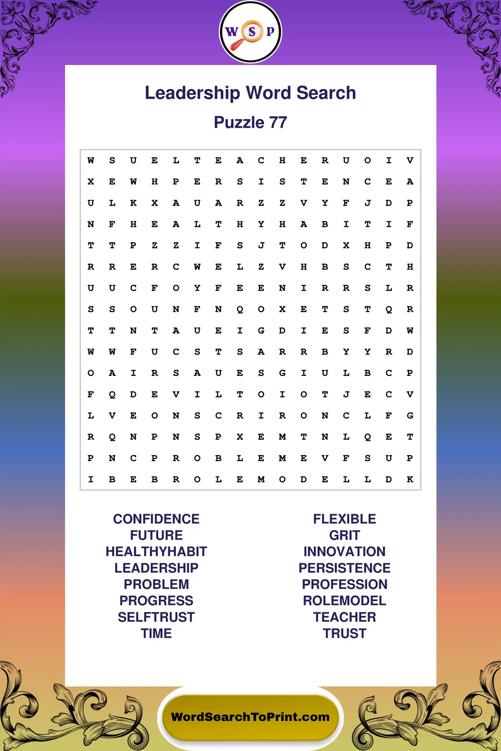 Leadership Word Search Puzzle 77