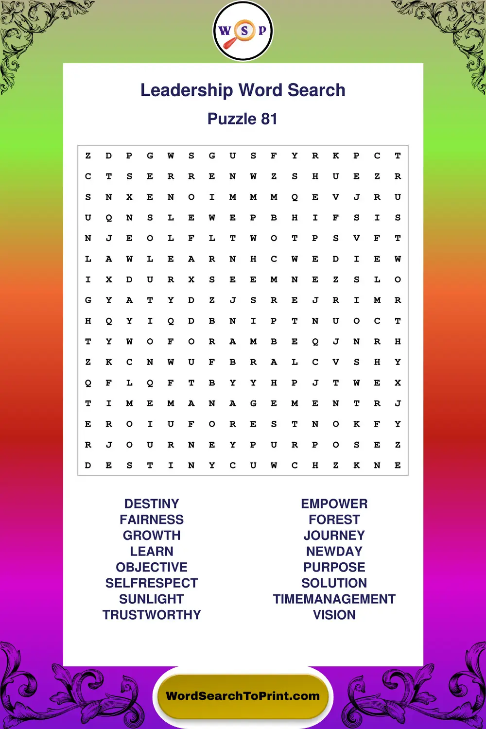 Leadership Word Search Puzzle 81