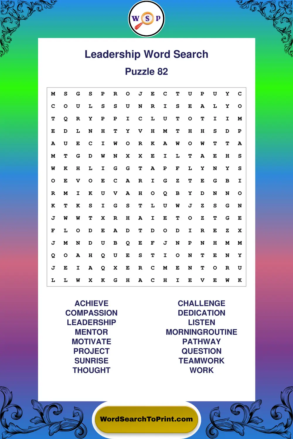 Leadership Word Search Puzzle 82
