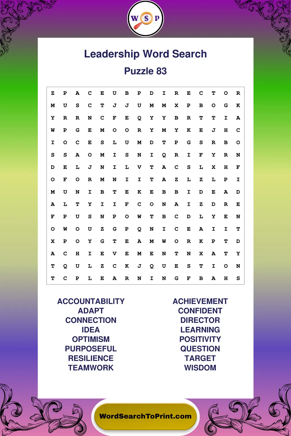 Leadership Word Search Puzzle 83