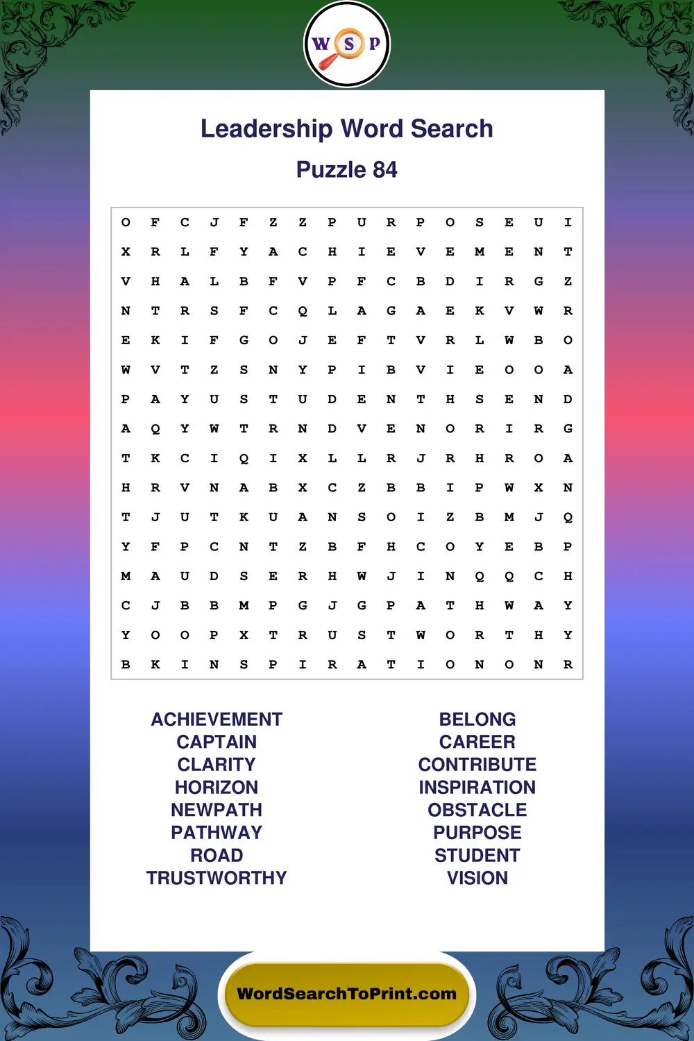 Leadership Word Search Puzzle 84