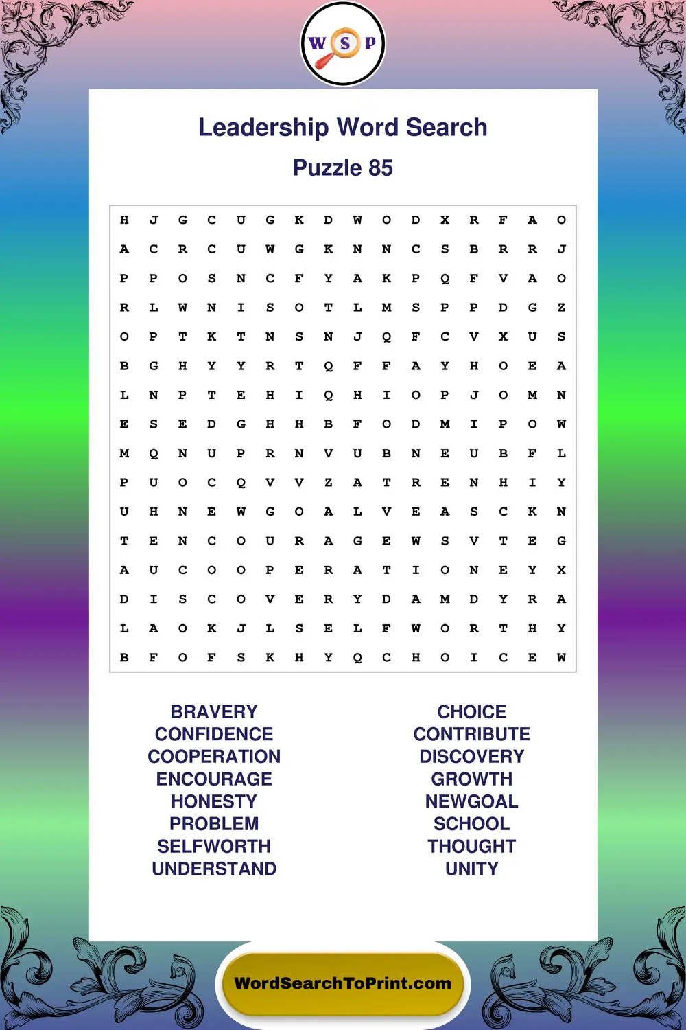 Leadership Word Search Puzzle 85