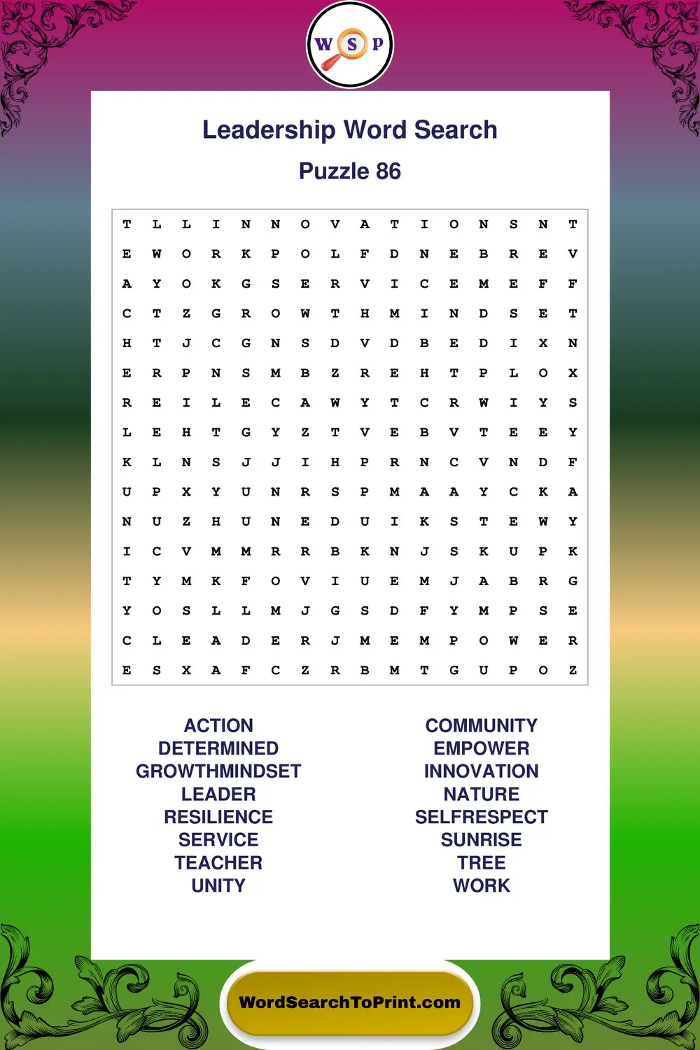 Leadership Word Search Puzzle 86