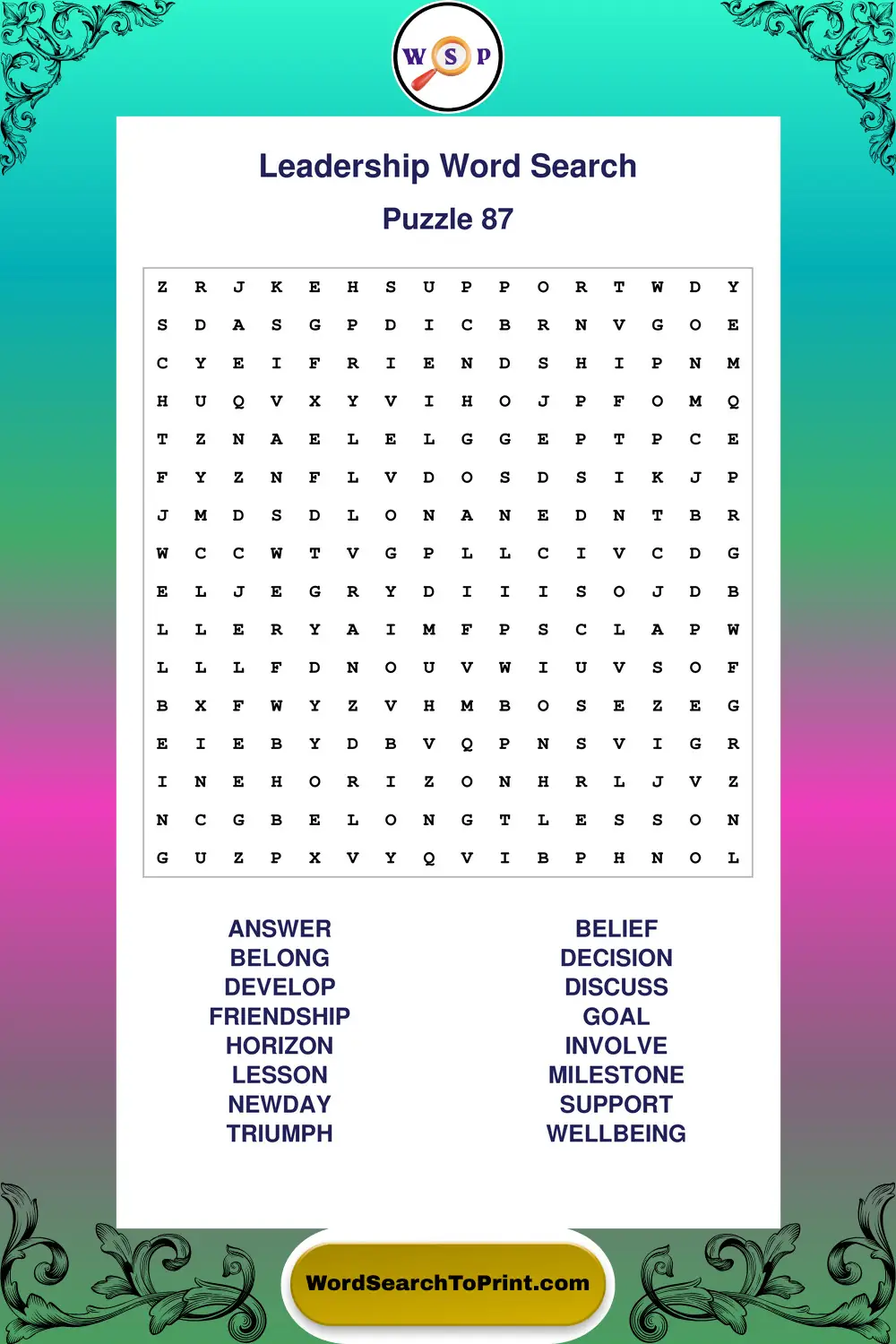 Leadership Word Search Puzzle 87