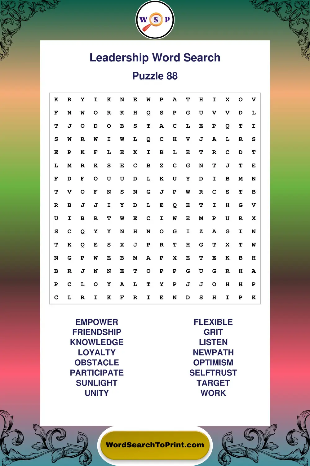 Leadership Word Search Puzzle 88