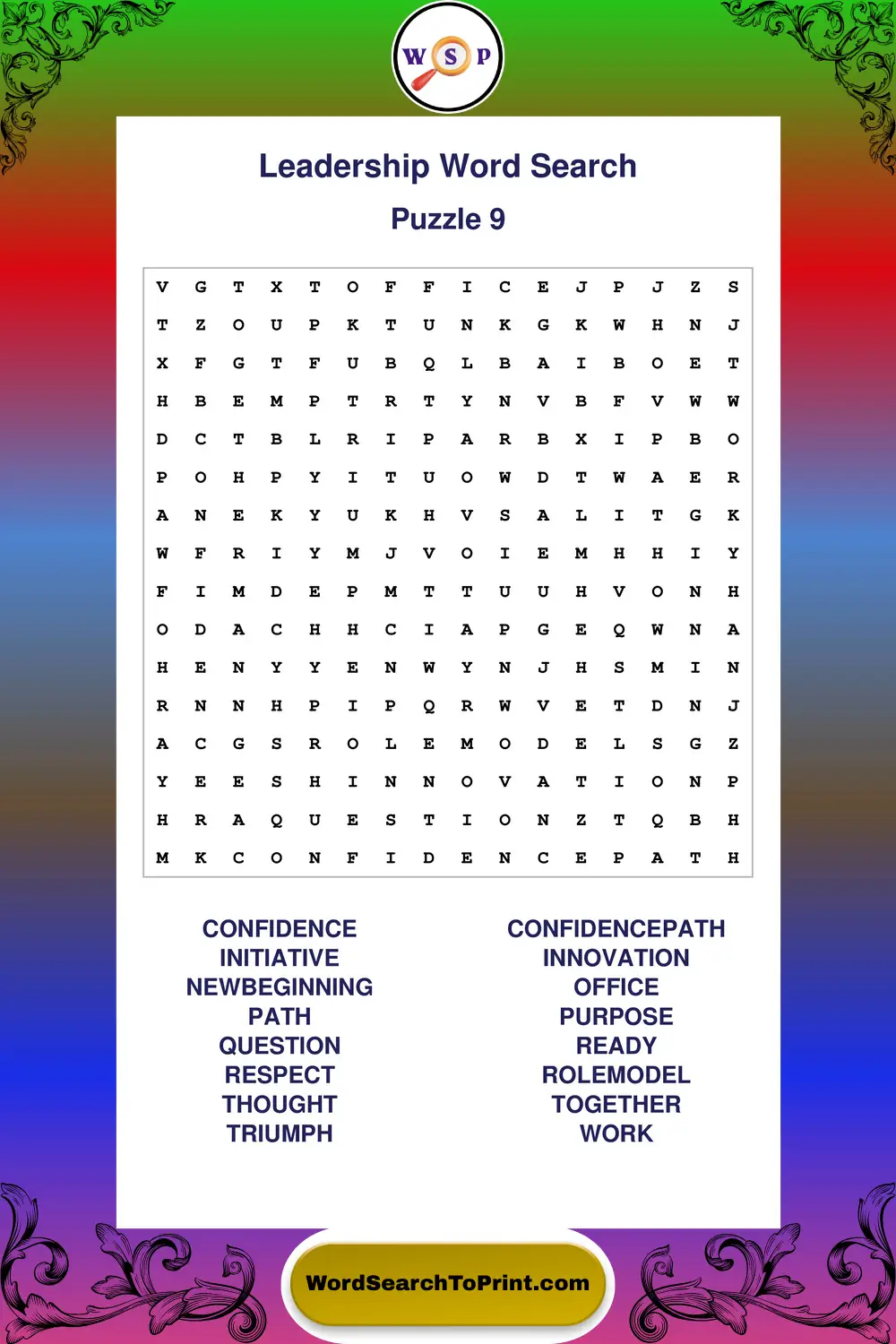 Leadership Word Search Puzzle 9