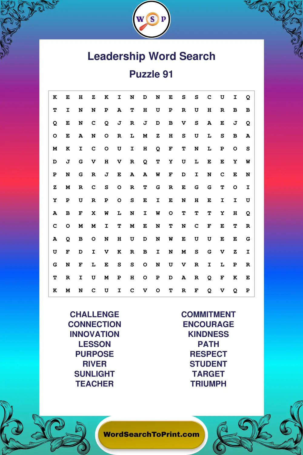 Leadership Word Search Puzzle 91