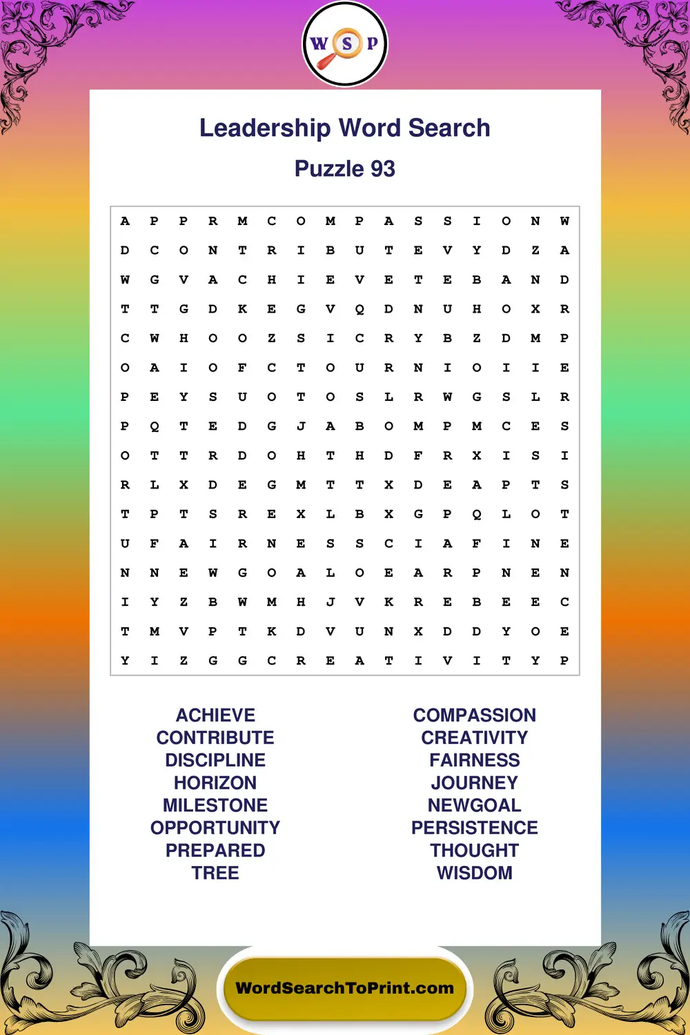 Leadership Word Search Puzzle 93