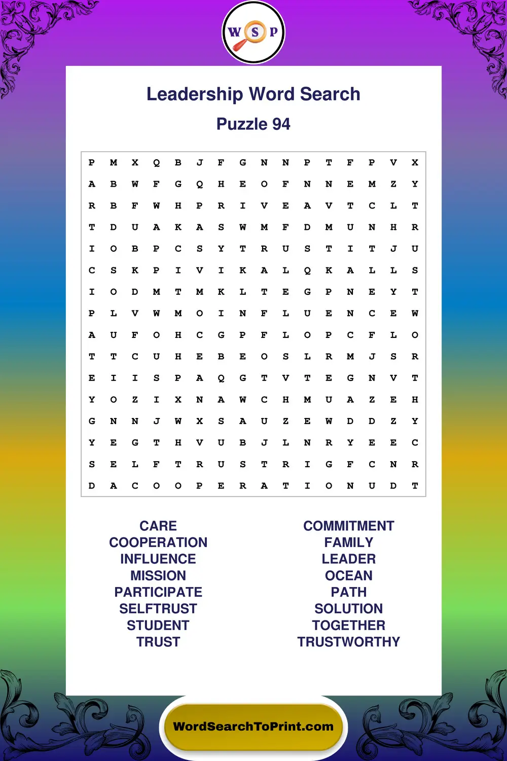 Leadership Word Search Puzzle 94