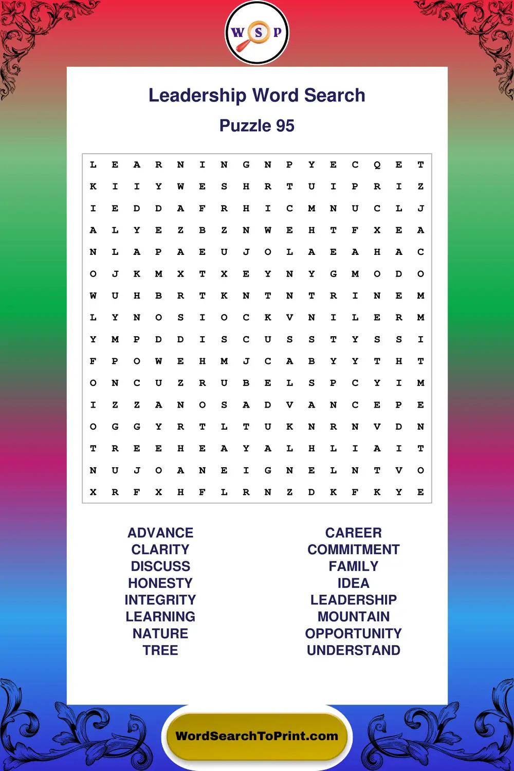 Leadership Word Search Puzzle 95