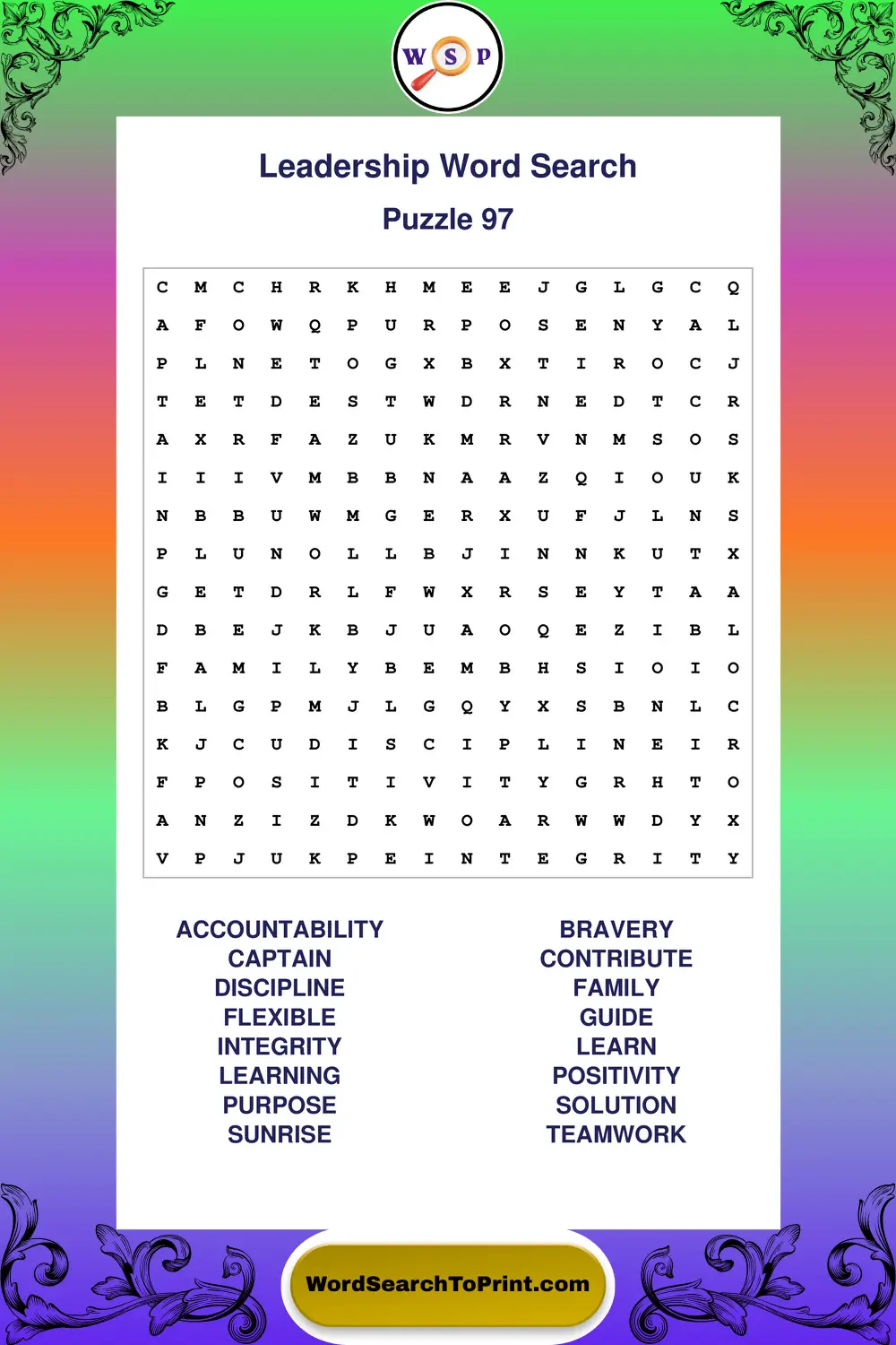 Leadership Word Search Puzzle 97