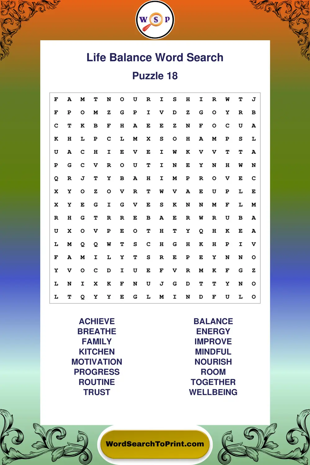 Life Balance Word Search Puzzle 18