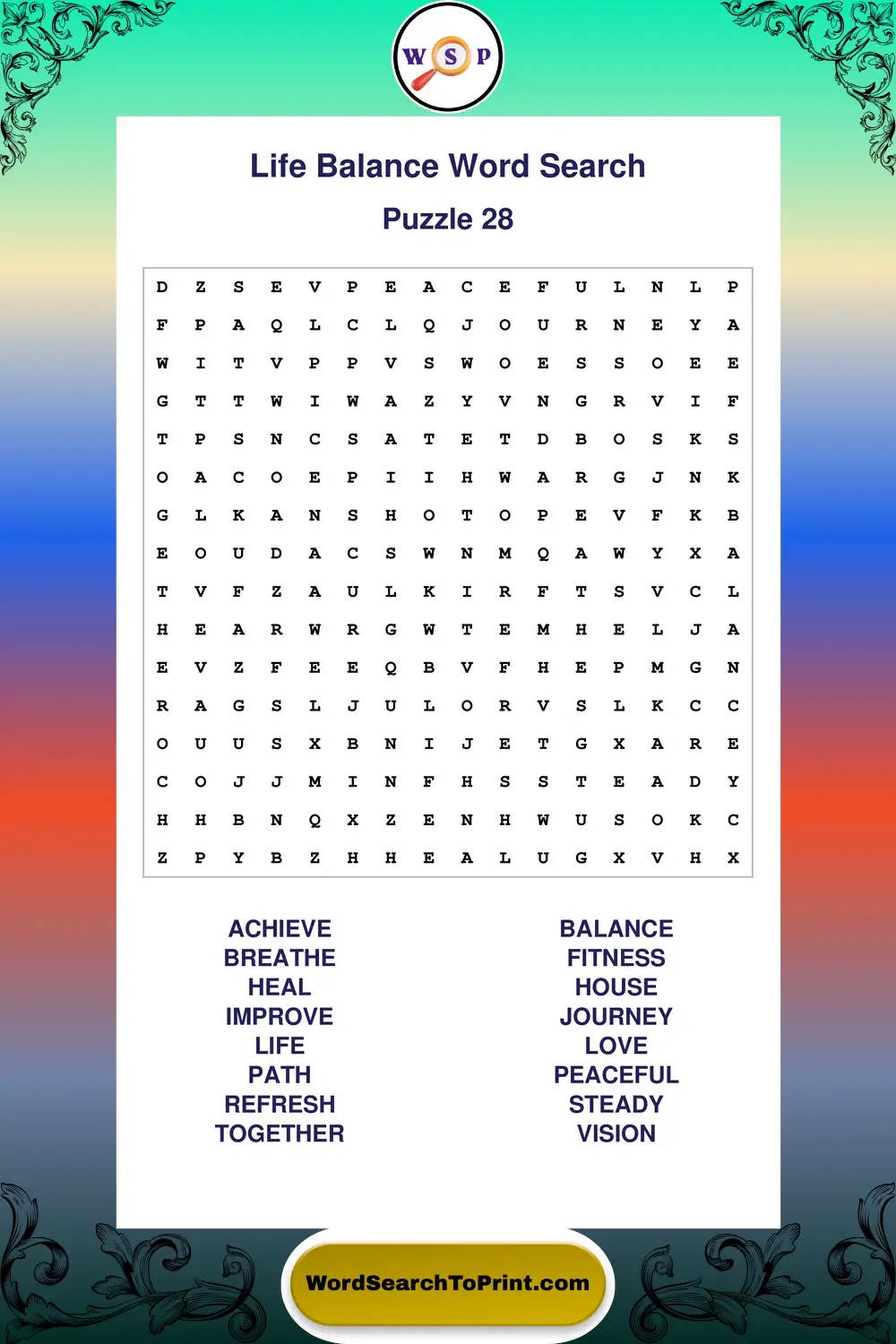 Life Balance Word Search Puzzle 28
