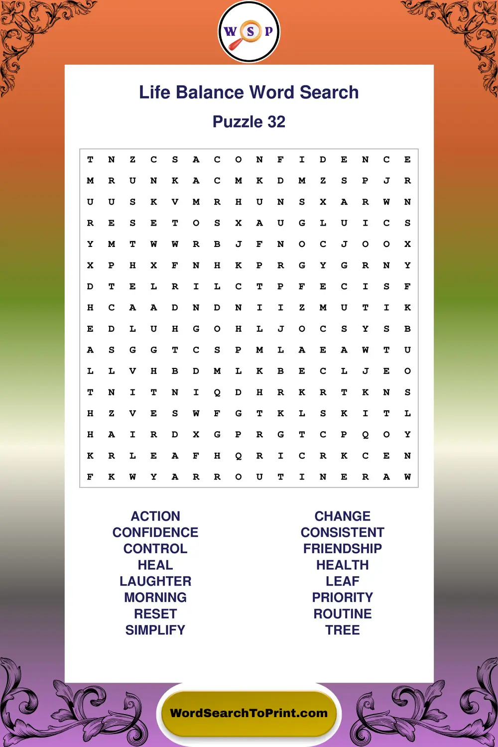 Life Balance Word Search Puzzle 32