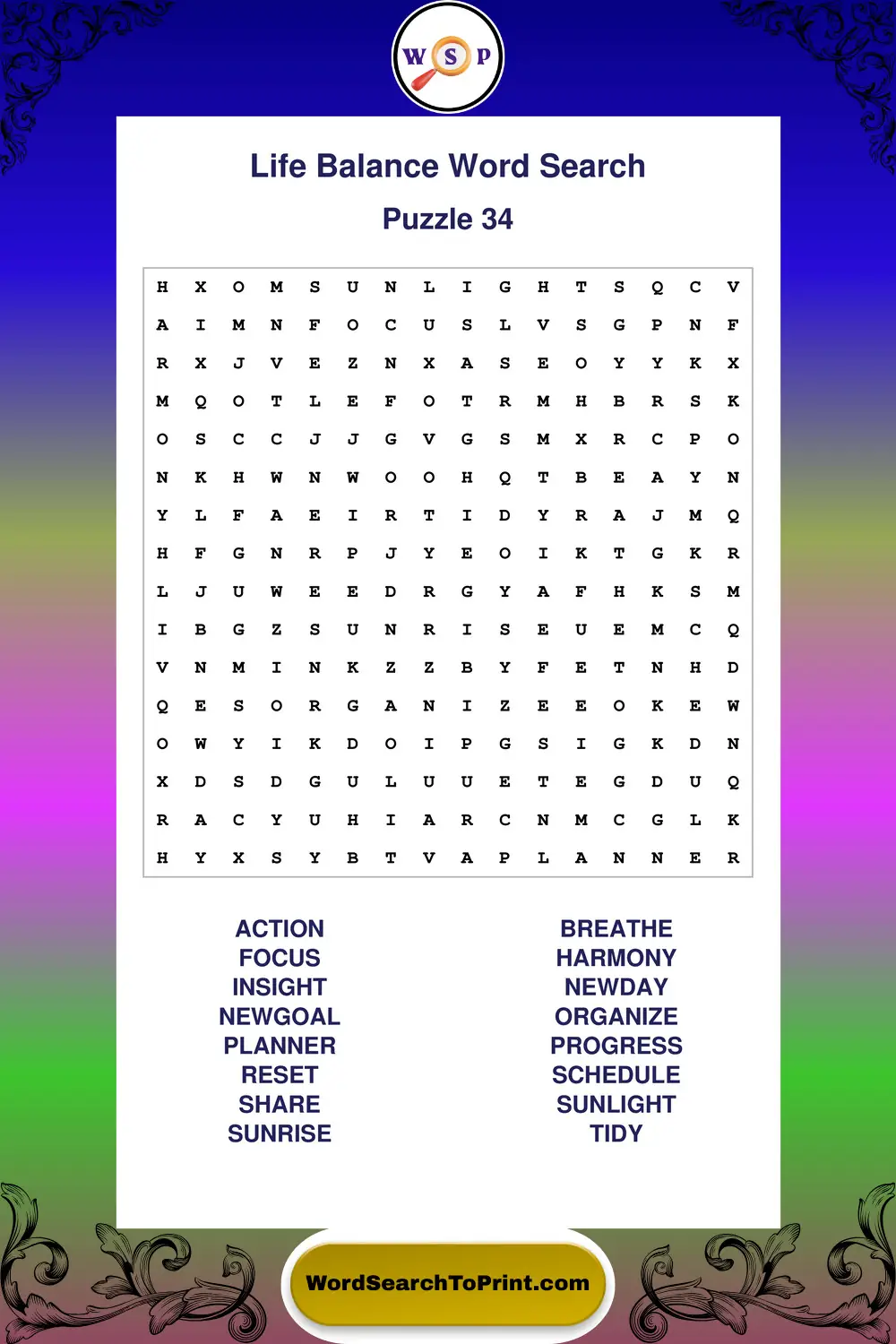 Life Balance Word Search Puzzle 34
