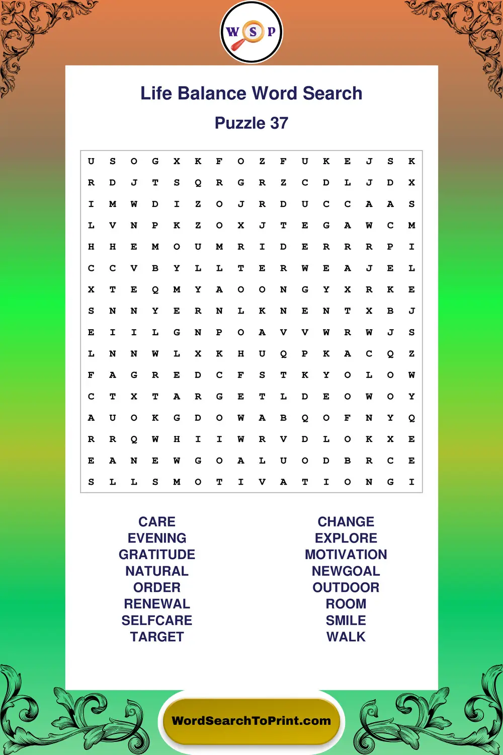 Life Balance Word Search Puzzle 37
