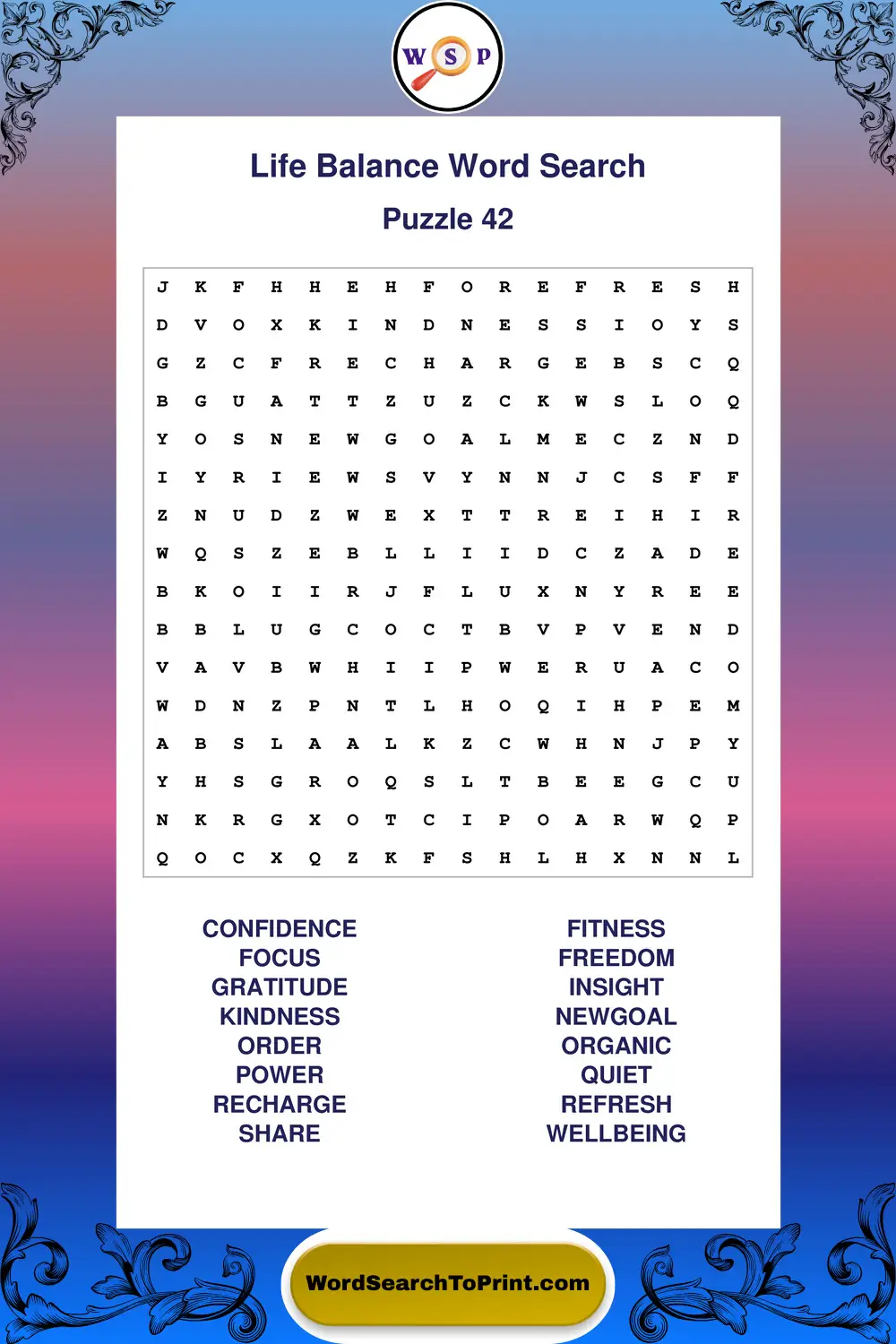 Life Balance Word Search Puzzle 42