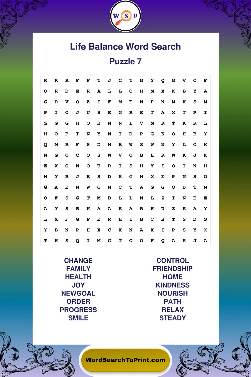 Life Balance Word Search Puzzle 7