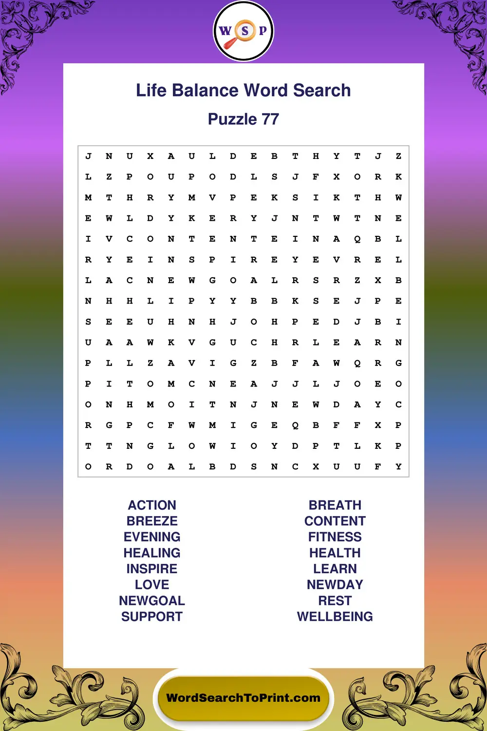 Life Balance Word Search Puzzle 77