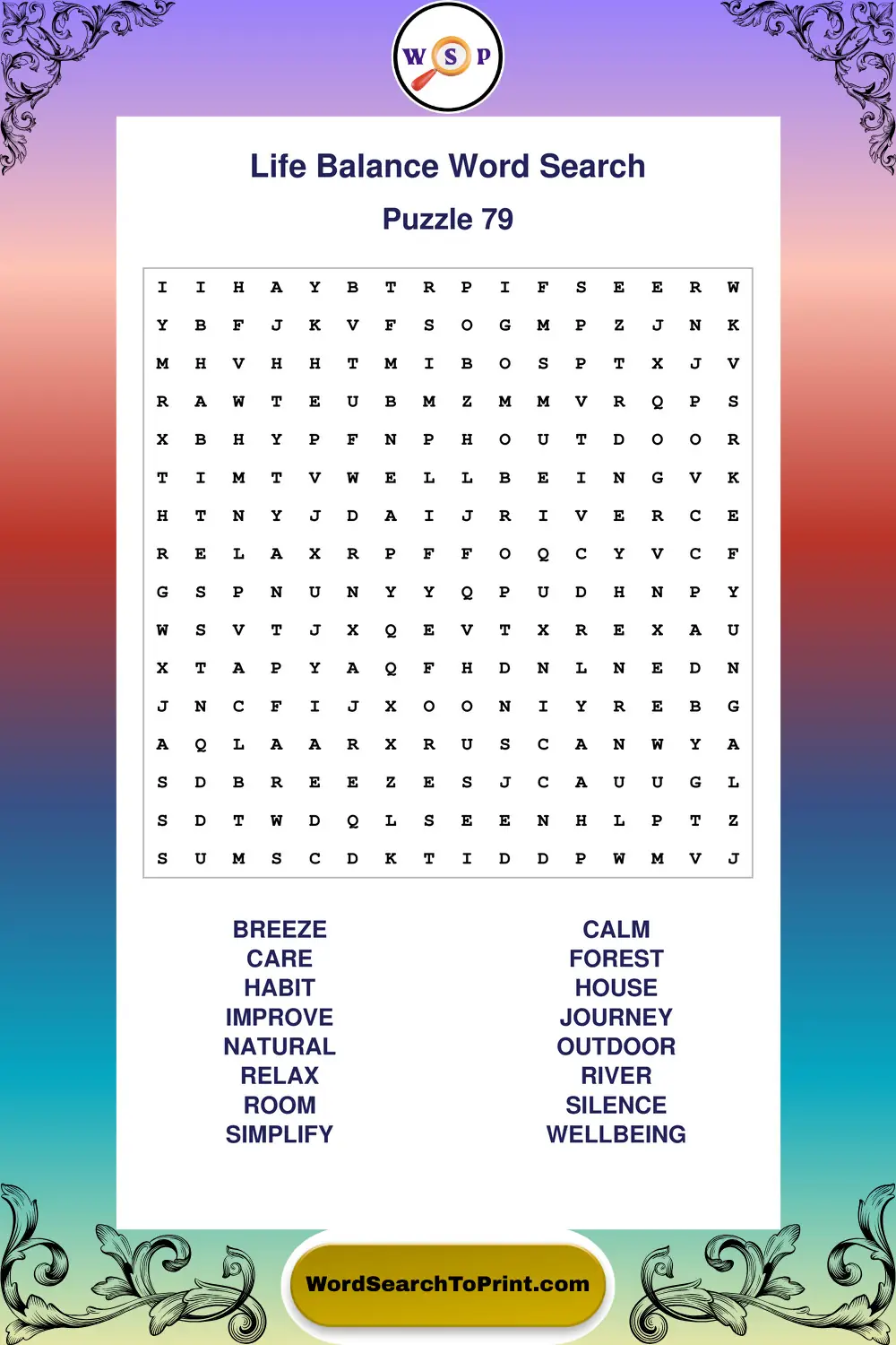 Life Balance Word Search Puzzle 79