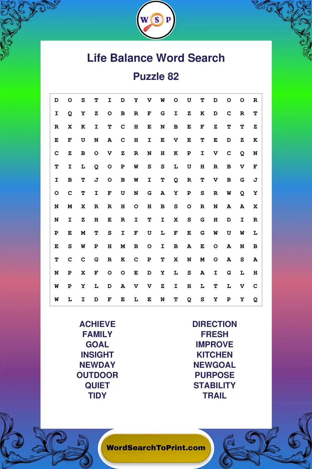 Life Balance Word Search Puzzle 82