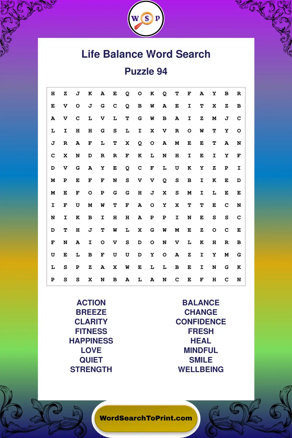 Life Balance Word Search Puzzle 94