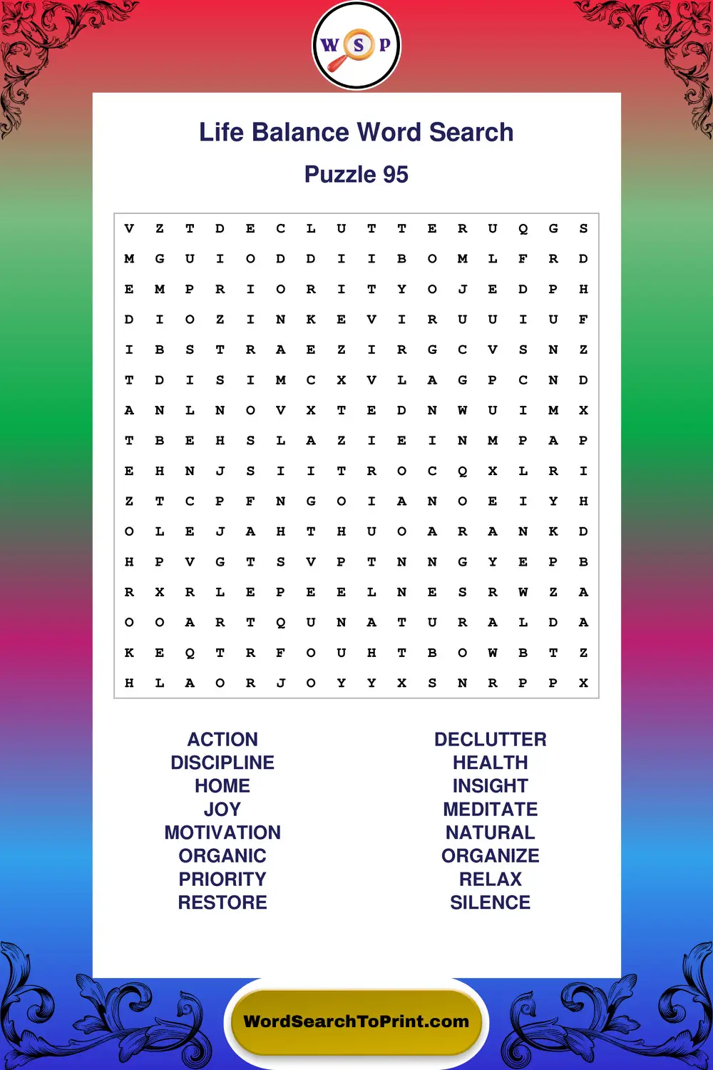 Life Balance Word Search Puzzle 95