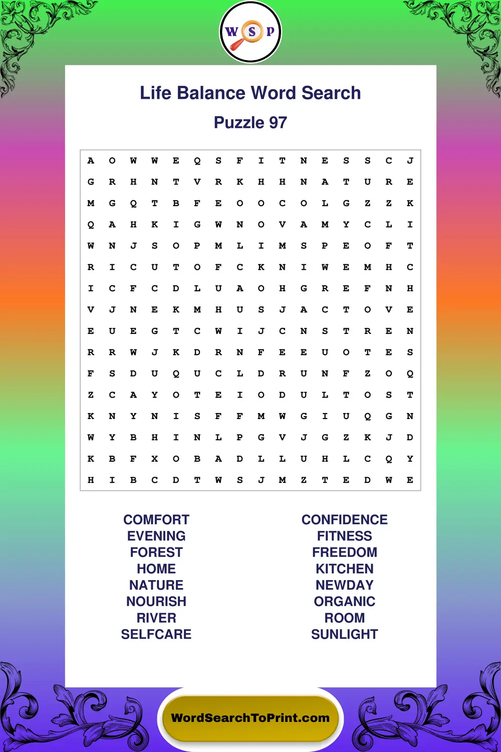 Life Balance Word Search Puzzle 97